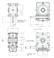 Model 303 Shaft-Mounted Worm Gear Reducer - Dimensional Drawing